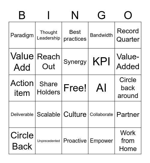 Call Bingo Card