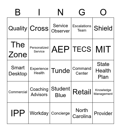 All About Blue and You Bingo Card