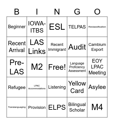 LPAC APPRECIATION Bingo Card