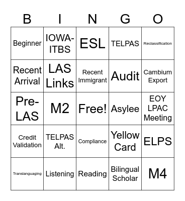 LPAC APPRECIATION Bingo Card
