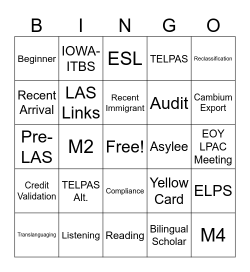 LPAC APPRECIATION Bingo Card