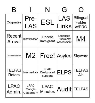LPAC APPRECIATION Bingo Card