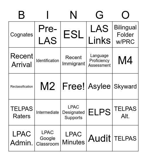 LPAC APPRECIATION Bingo Card