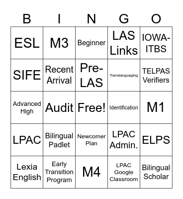 LPAC APPRECIATION Bingo Card