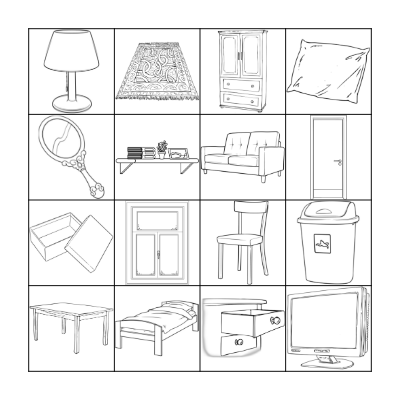 Bingo  - Things in a room Bingo Card