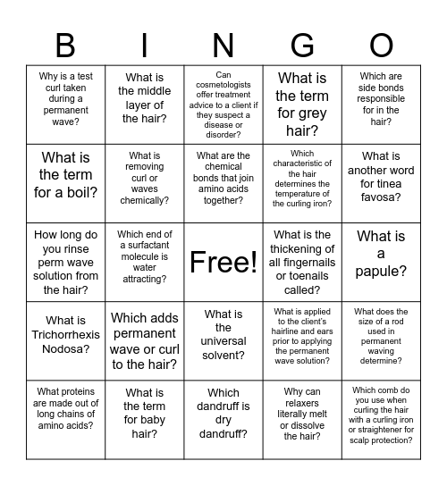 Review Questions Bingo Card