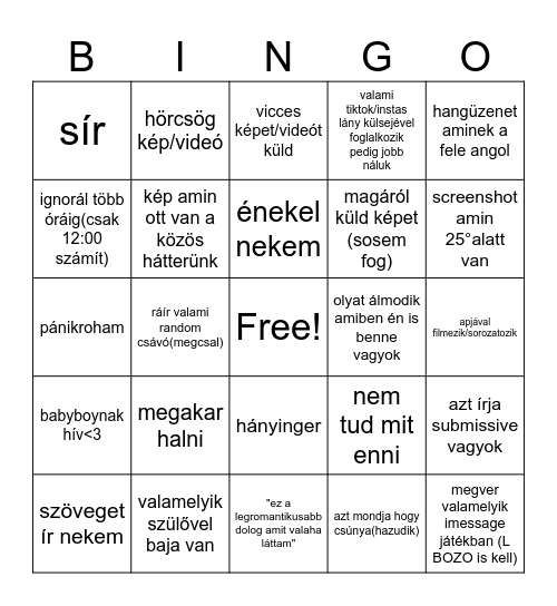 NÓRI BINGÓ Bingo Card