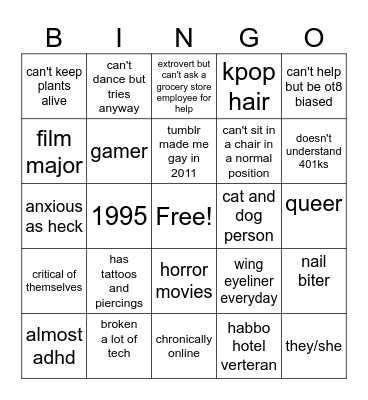 hannah Bingo Card