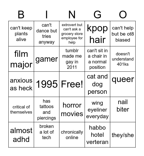 Hannah Bingo Card