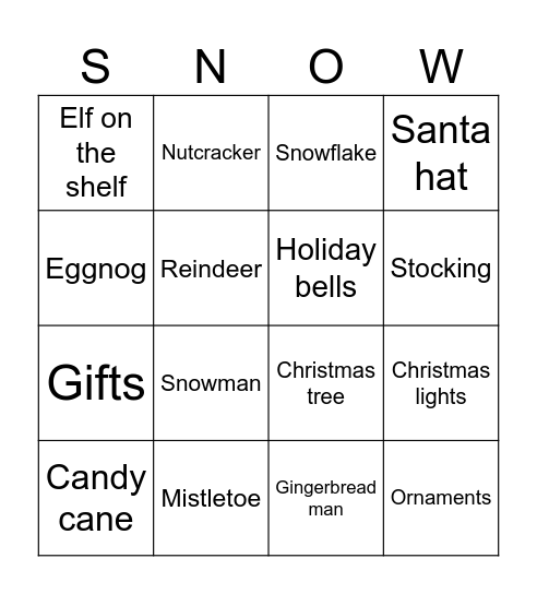 C&PS Holiday Bingo Card