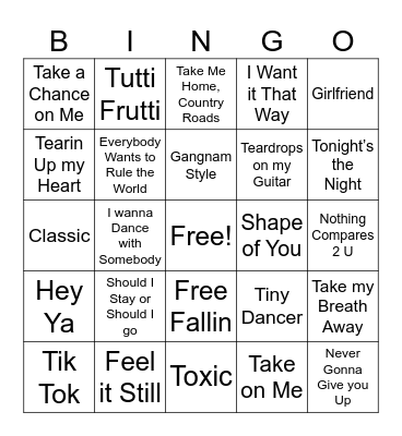 Turkey Time Bingo Card