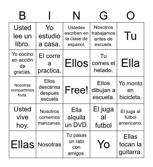 1.1.1 vocab Bingo Card