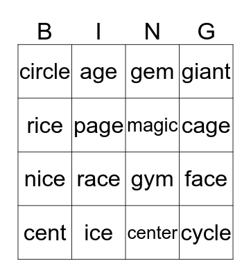 Soft c g Bingo Card