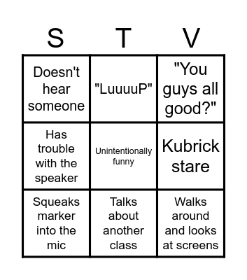 Stephen BINGO Card