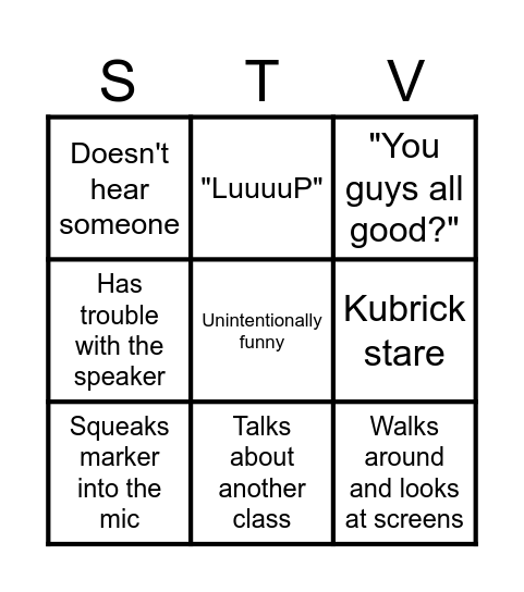 Stephen BINGO Card