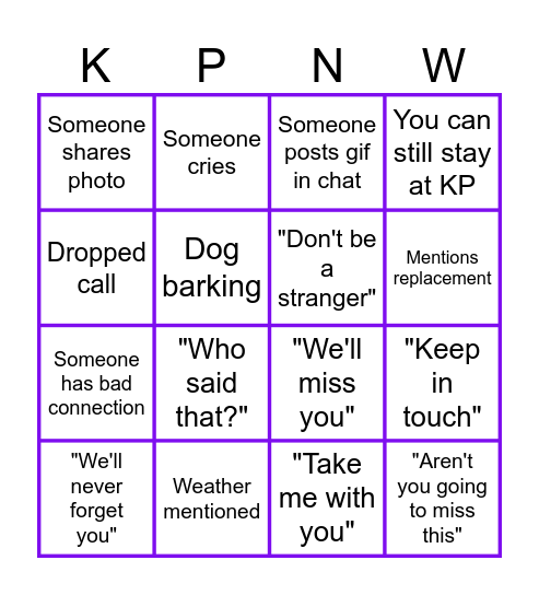 Beth's Goodbye Bingo! Bingo Card