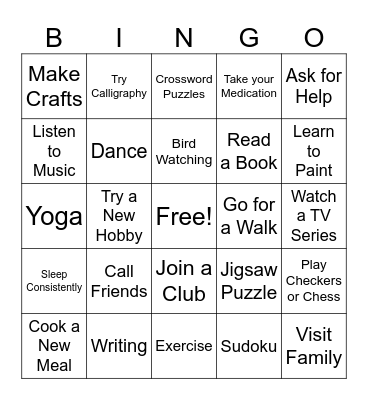 Seasonal Self Care Bingo Card