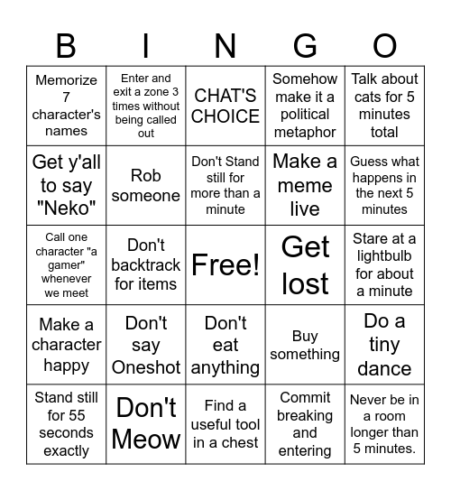 OneShot Bingo card! Bingo Card