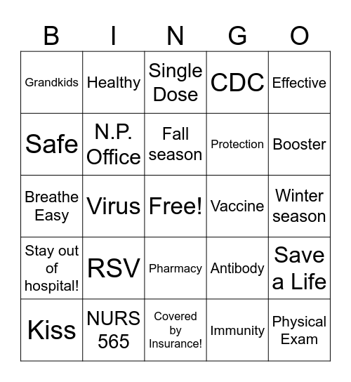 RSV Vaccine Bingo! Bingo Card