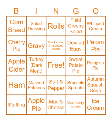 Thanksgiving Bingo - What did ya' have? Bingo Card