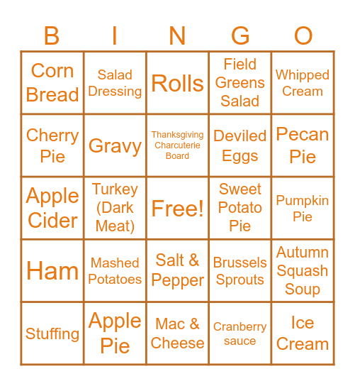 Thanksgiving Bingo - What did ya' have? Bingo Card