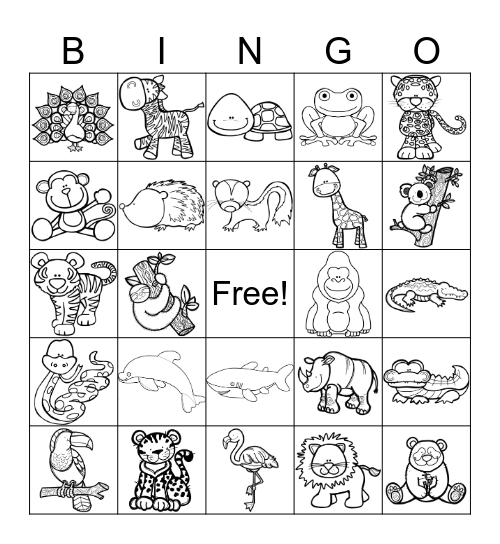 Les animaux au zoo Bingo Card