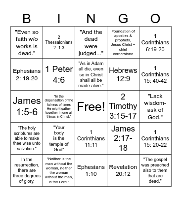 Seminary DM Bingo Card