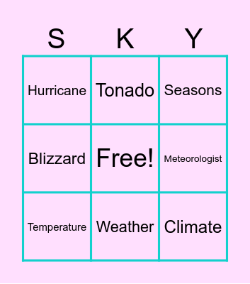 Weather Bingo Card