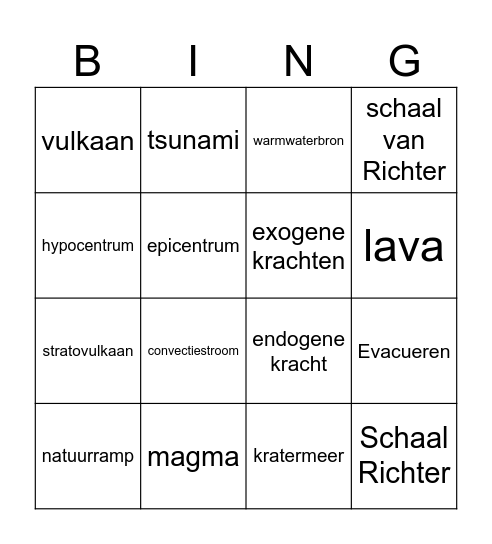 Hoofdstuk 4 Bingo Card