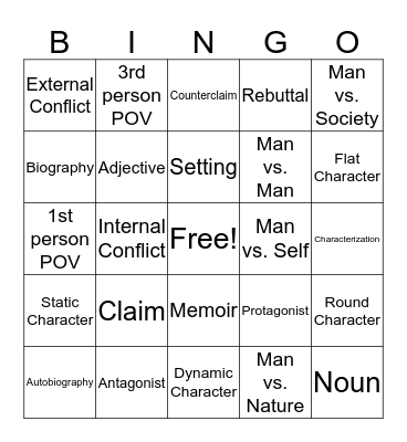 Language Review BINGO Card