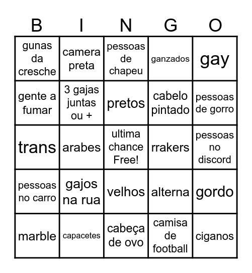 Chat Pt Bingo Card