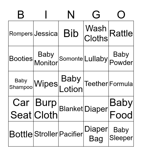Baby Bingo Card