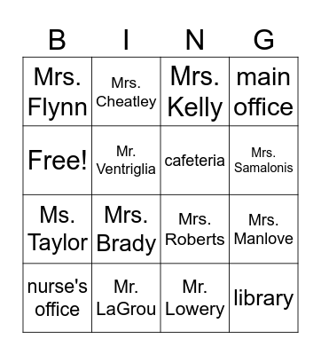MSHS People and Places Bingo Card