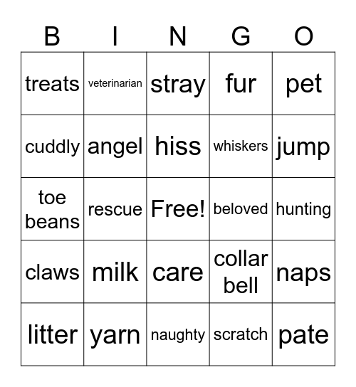 Cat bingo Card