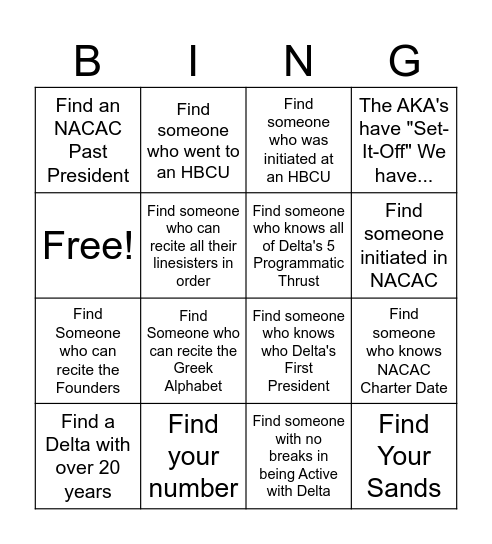 NACAC BINGO Card