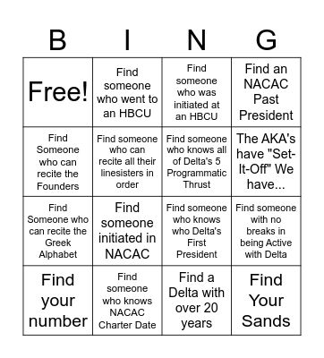 NACAC BINGO Card