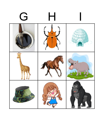 G H I Bingo Card