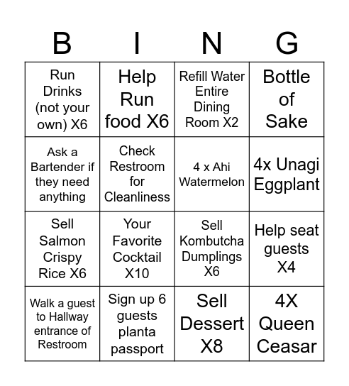 Planta Queen Bingo Card
