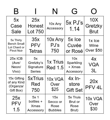 Best In the West Holiday Bingo Card