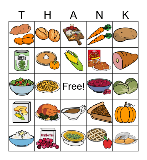 Thanksgiving Describing Bingo Card