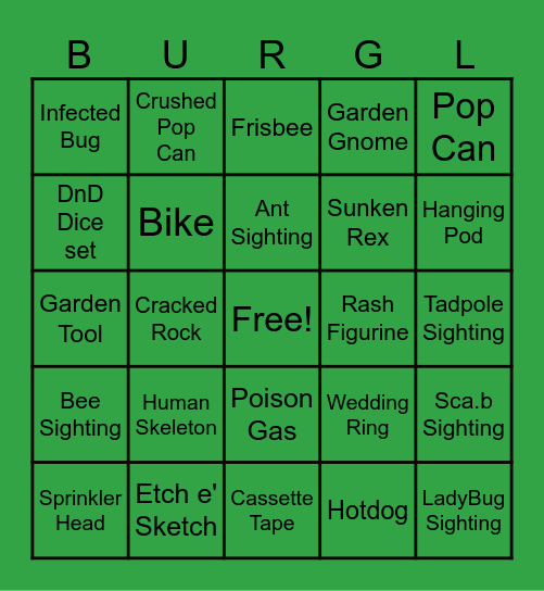 Prof's Grounded Bingo Card