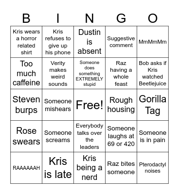 Monday YG 2.0 Bingo Card