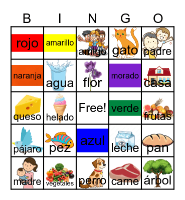 Spanish Vocabulary Bingo Card