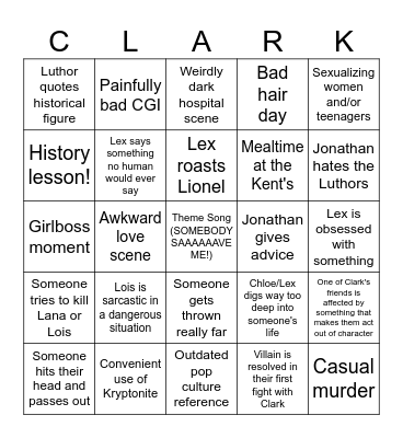 Smallville Bingo Card