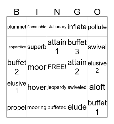 Vocabulary # 4 Bingo Card