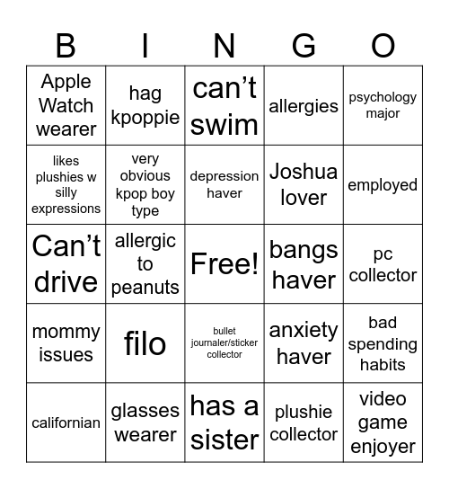 pb bingo Card