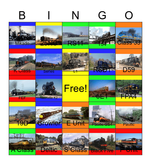 Lots & Lots of Big Trains Bingo Card