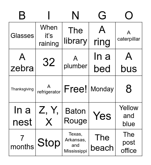 Level 2 Bingo Card