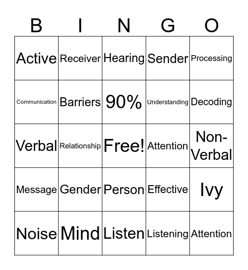 Communicating Effectively  Bingo Card