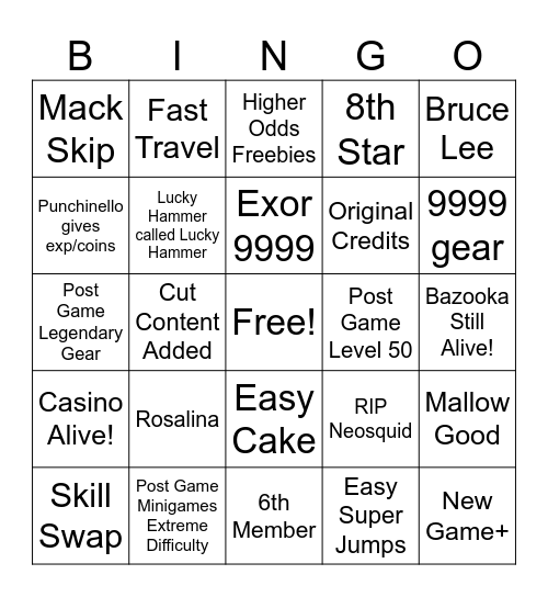 SMRPG Bingo - Effy Bingo Card